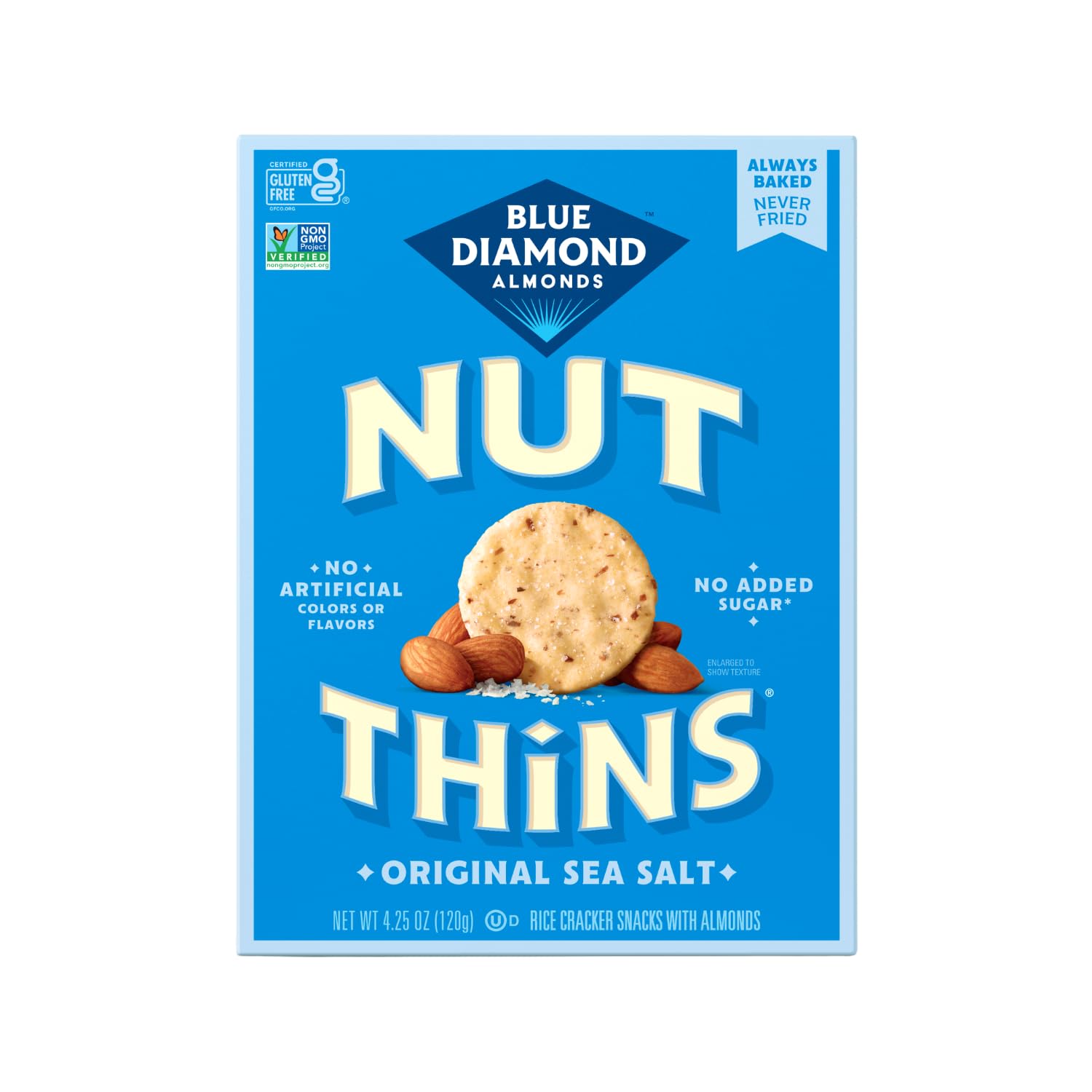 Blue Diamond Almonds, Gluten Free Cracker Crisps, Original Almond Flavored perfect for Snacking and Healthy Options, 4.25 oz