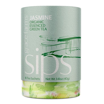 Grace Farms Organic Jasmine Green Tea (16 Pyramid Sachets) | Fragrant And Sweet | Fairtrade And Kosher Certified | Best Green Te