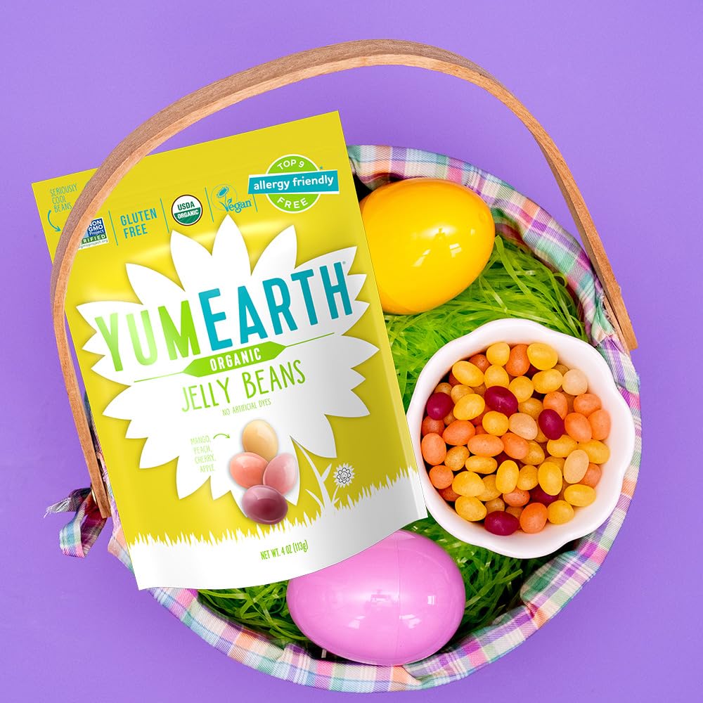 YumEarth Easter Candy Organic Jelly Beans, 4 Ounce - Spring Fruit Flavors - Allergy Friendly, Gluten Free, Non-GMO, Vegan, No Ar