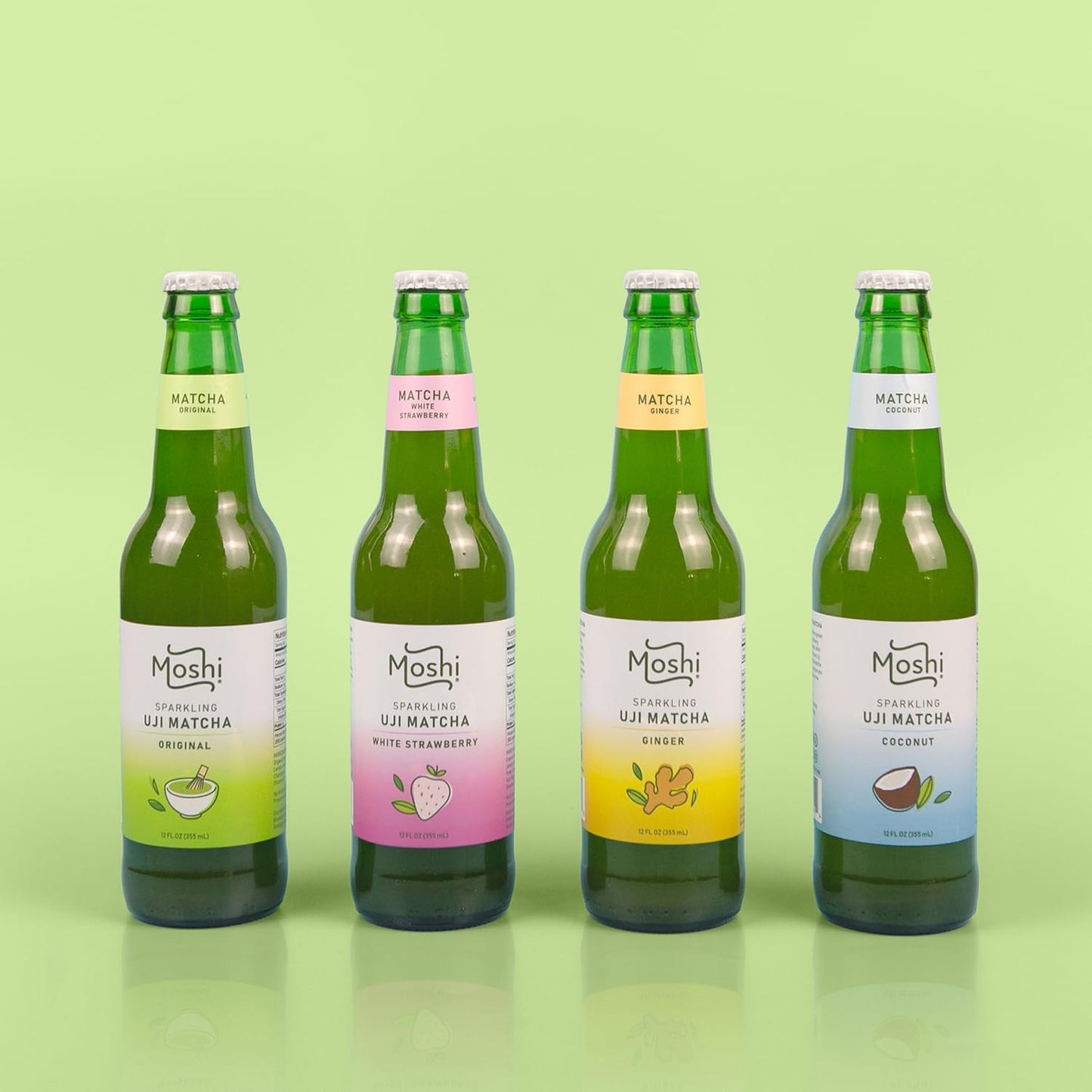 Moshi Sparkling Drinks - Uji Matcha Variety Pack, 12 Bottles