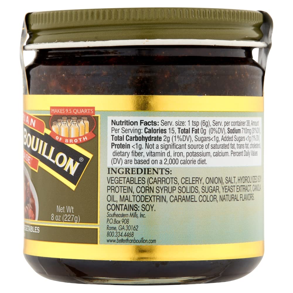 Better Than Bouillon Vegetarian No Beef Base, 8 Oz Jar (Pack of 2), Certified Vegan, Makes 9.5 Quarts of Broth