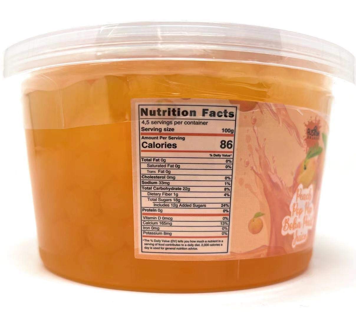 Fusion Select Peach Bobaz Bursting Bobaz Popping Bobaz Pearls For Bobaz Tea, Bubble Tea, Fruit Tea, Yogurt Toppings 450 Grams
