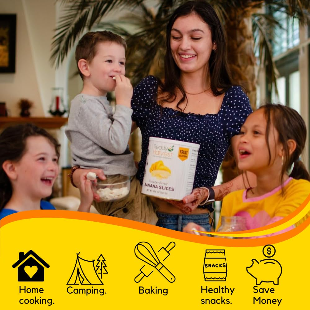 Ready Harvest Freeze Dried Food - Banana Chips | Emergency Fruit Snacks | Gluten-Free | #10 Can | 25-Year Shelf Life | Cans Filled To The Top