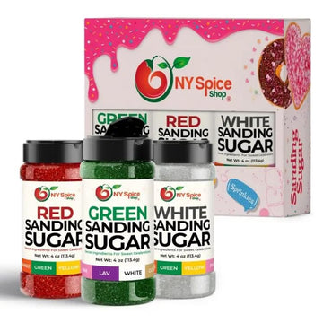 NY Spice Shop Red-White-Green Sanding Sugar for Memorial Day - Sweet Colorful Edible Sprinkles For Candy Dish - Chocolate Sprink