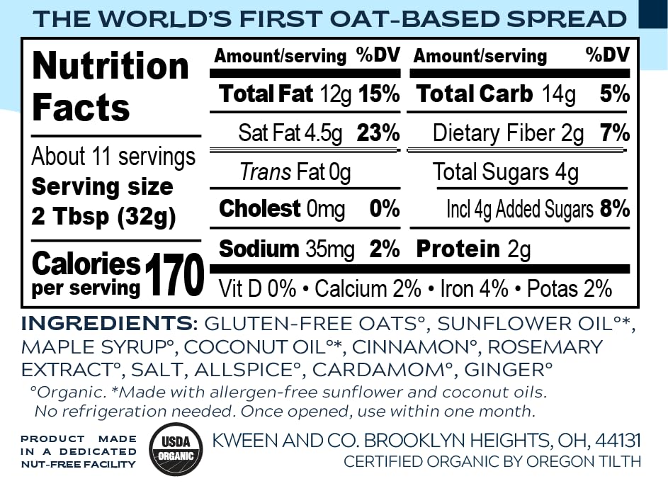 Oat Haus Organic Original Granola Butter | Peanut-Free, Almond (Tree-Nut) Free, & School-Safe (Top 8 Allergen Free) | Sunflower