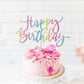Auteby Rainbow Happy Birthday Cake Topper, Glitter Birthday Party Decoration Supplies