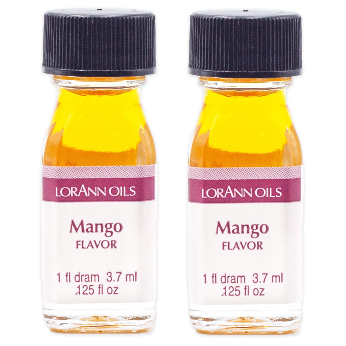 LorAnn Oils Super Strength Flavoring - Mango, 0.125 fl oz (Pack of 2), Clear Orange, Model 0875, Ideal for Candy Making and Baking