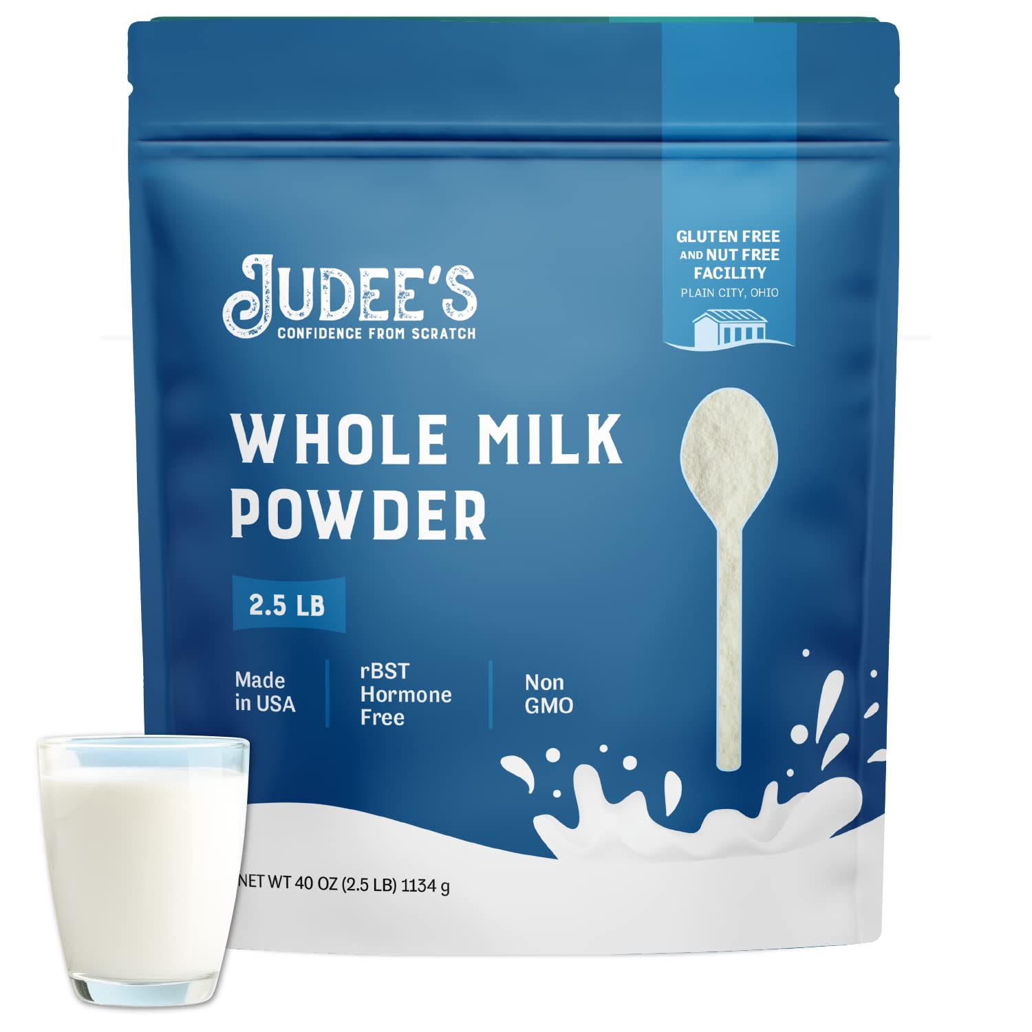 Judees Gluten Free Whole Milk Powder - Non-GMO, Gluten & Nut-Free - 40 Ounce
