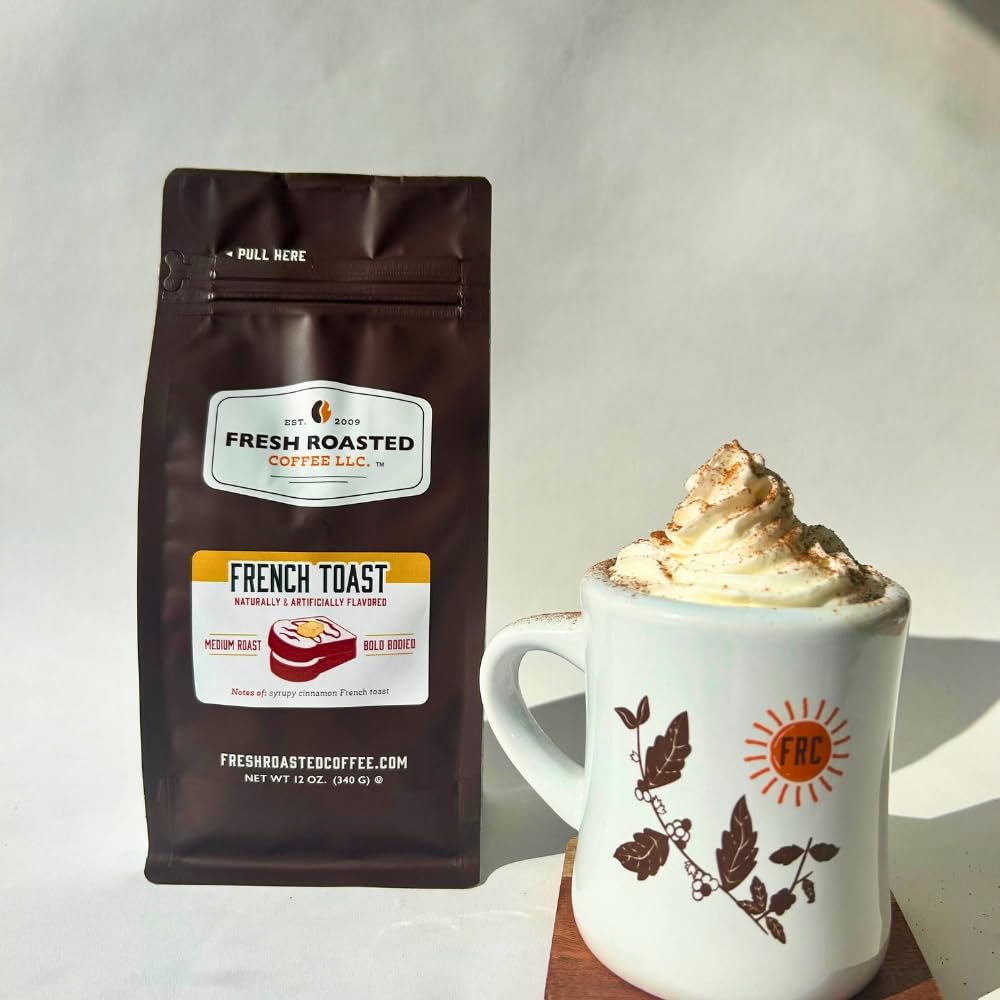 Fresh Roasted Coffee, French Toast Flavored Coffee, 12 Oz, Medium Roast, Kosher, Ground