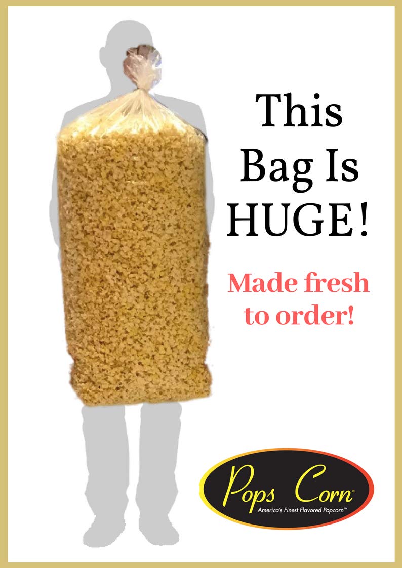 Pops Corn Gourmet Popcorn Bulk - 300 Cups, 90oz Butter Flavor Party Bag, Movie Theater Style