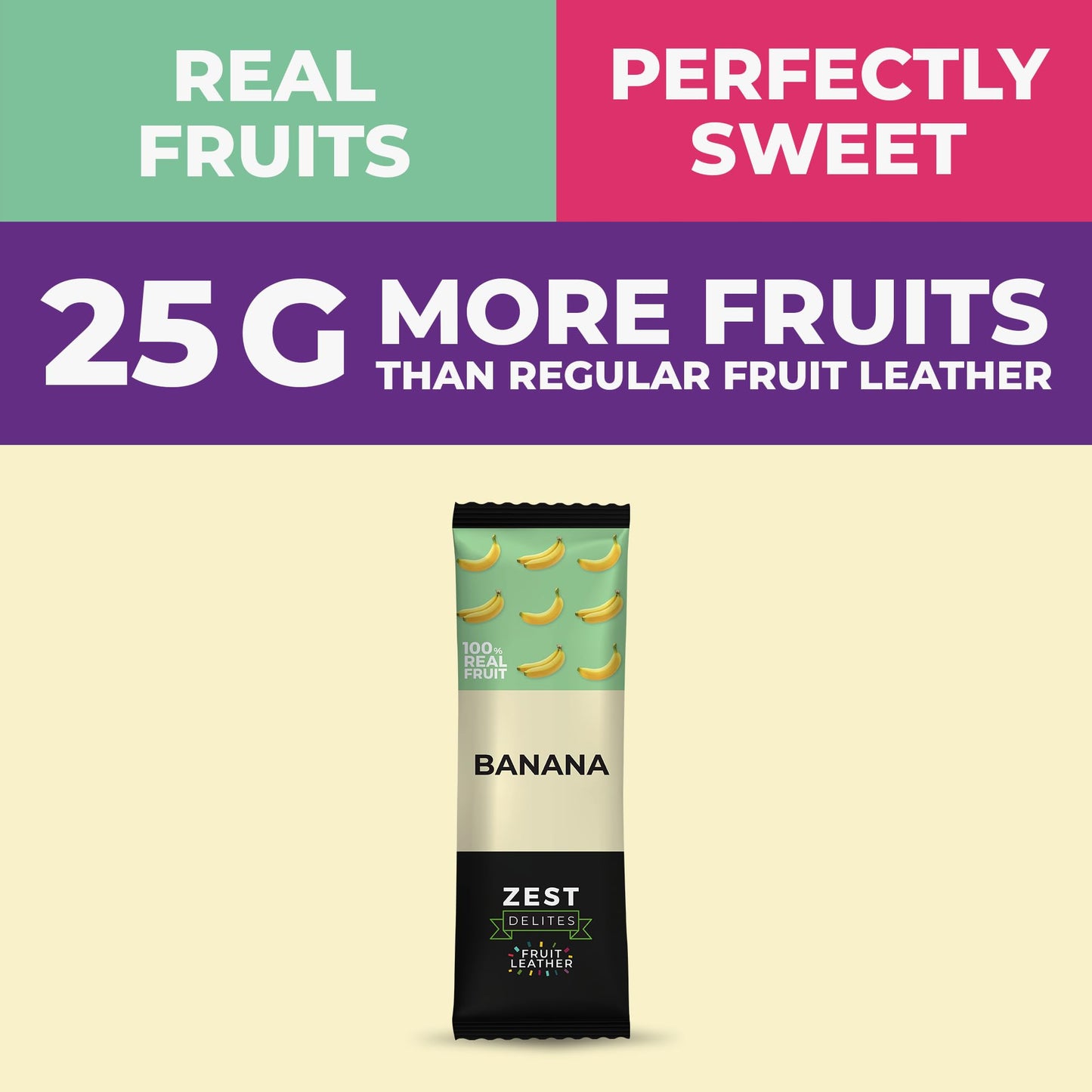 Fruit Snacks by Zest Delites, Fruit Leather, Banana Fruit Bars, Healthy Snacks for Adults, Dried Fruit No Sugar Added, Apple-Bas