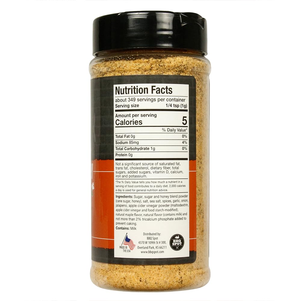 THREE LITTLE PIGS Spicy Honey & Maple BBQ Rub - Sweet Flavor with Jalapenos - 12.3 oz