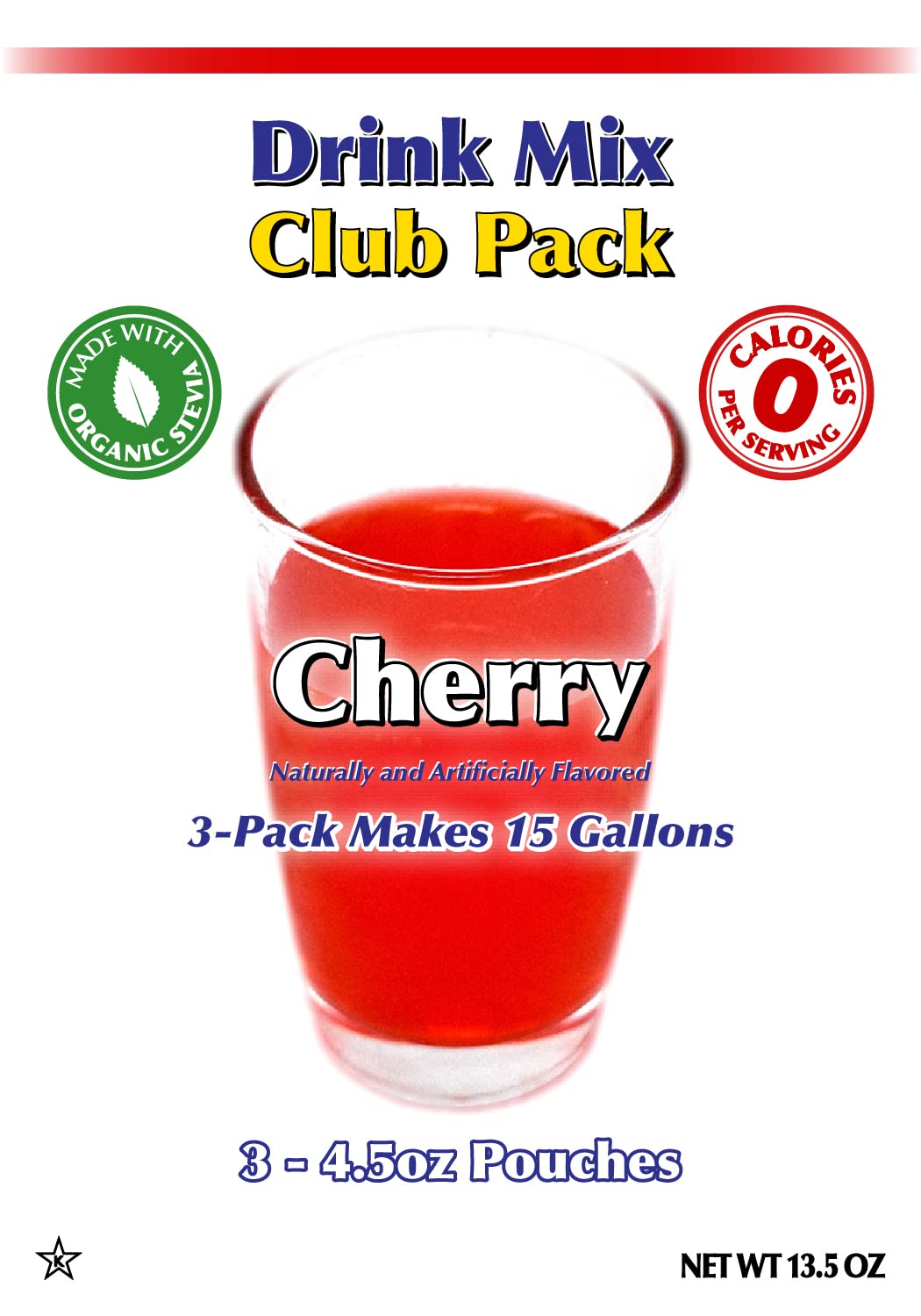Gramzero Cherry Zero Calorie Sugar Free Drink Mix, Great For Nutrition Club Loaded Teas, Stevia Sweetened