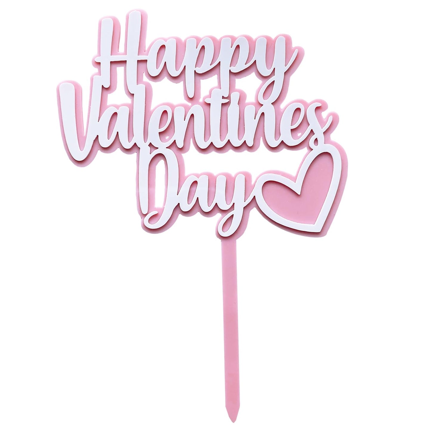 10Pcs Happy Valentine S Day Cake Topper Pink Valentine S Day Cake Picks Valentines Day Acrylic Cake Toppers With Heart For Valentines Day Birtheday Cake Decorations