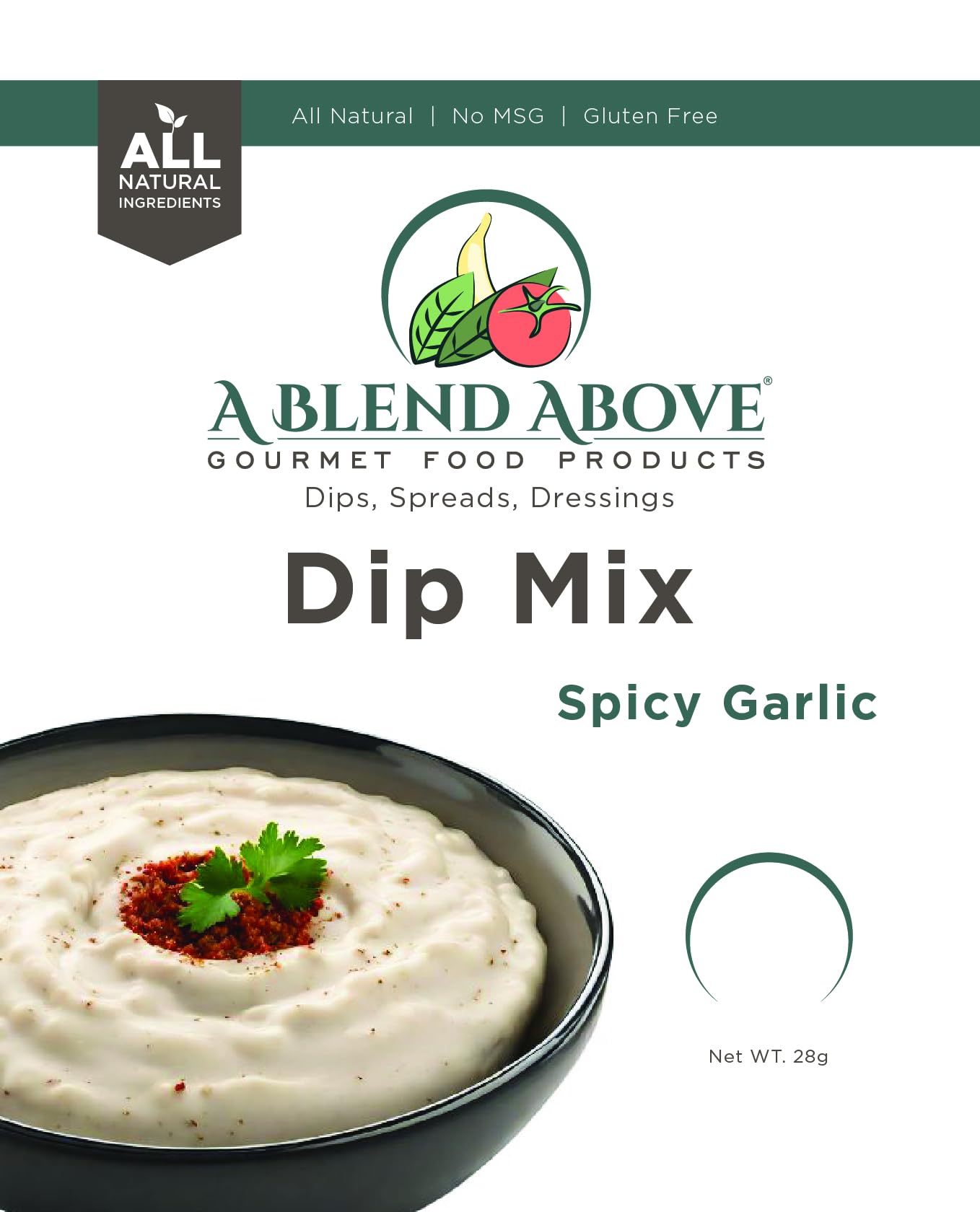 A Blend Above Spicy Garlic Dip Mix for Gourmet Appetizers for Parties, 1 oz Packet (3 Pack), Spicy Dip, Gluten-Free, No MSG, All