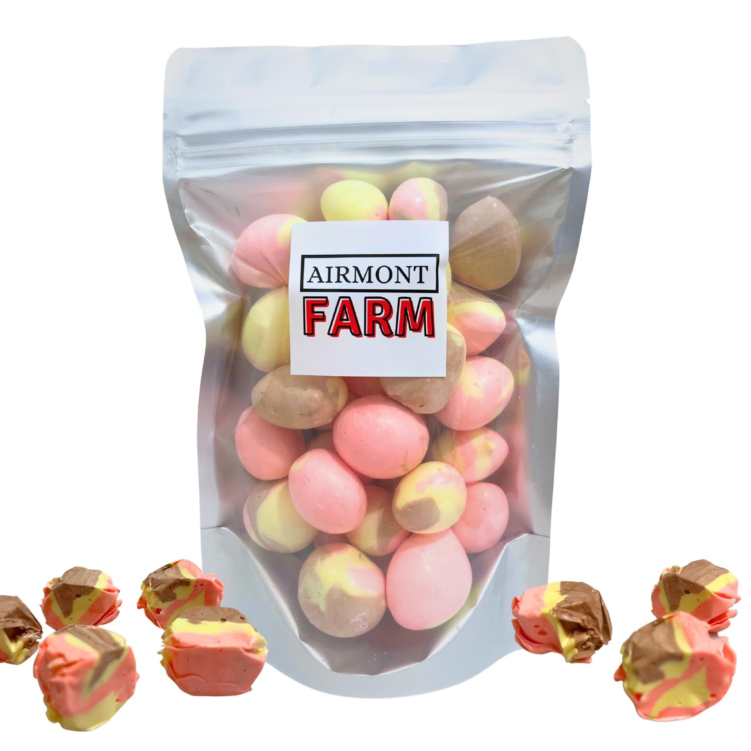 Airmont Farm Freeze-Dried Candy Salt Water Taffy - Banana Split Flavor - 2 oz Box - Bite-Sized Pieces
