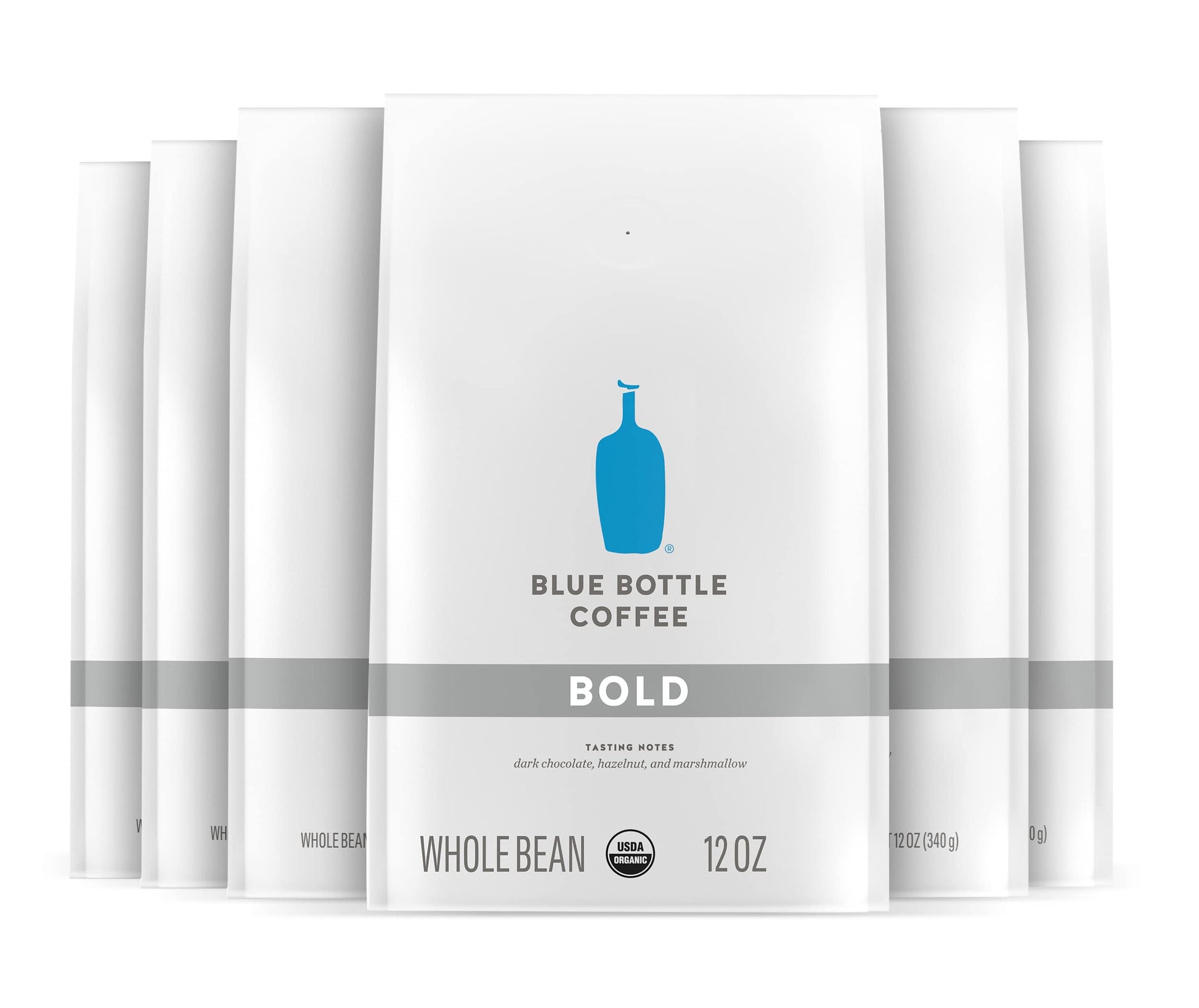 Blue Bottle Whole Bean Organic Coffee  Bold  Dark Roast  12 Ounce bag (Pack of 6)
