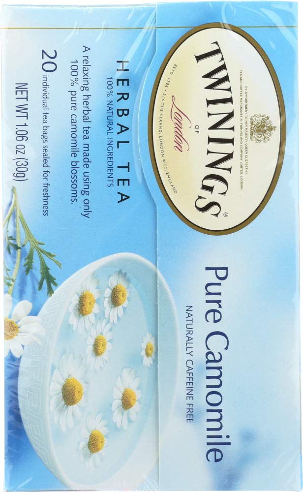 Twinings Pure Camomile Tea - Herbal Tea Bags, 60 Count (3x20 Bags)
