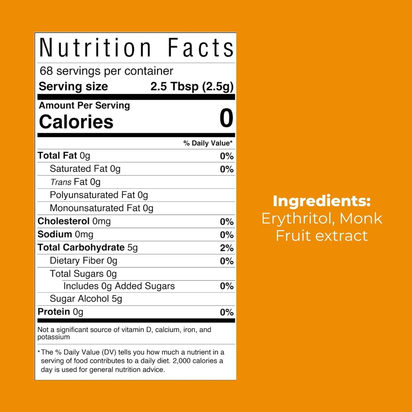 Biofoods Alusweet Monk Fruit Sweetener - Zero Calorie, Keto-Friendly, Organic - 48 oz Sugar Substitute, Gluten-Free for Baking & Drinks