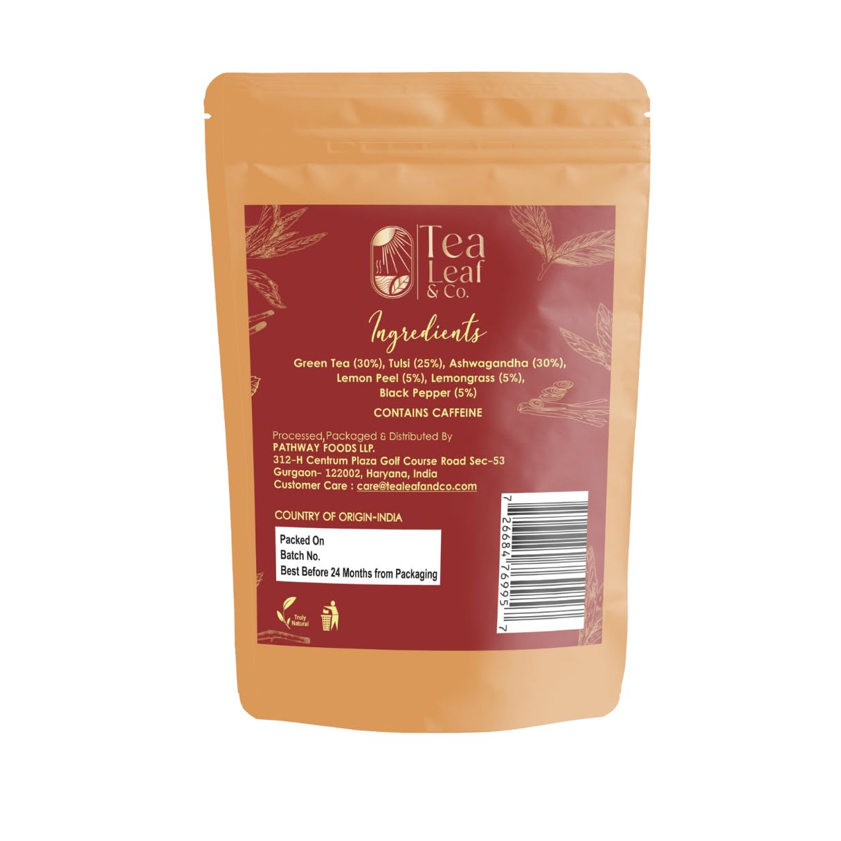 Tea Leaf & Co. Tulsi Holy Basil Green Tea with Lemon Peel, Lemongrass & Black Pepper - 50 Servings, Gluten Free, Loose Leaf