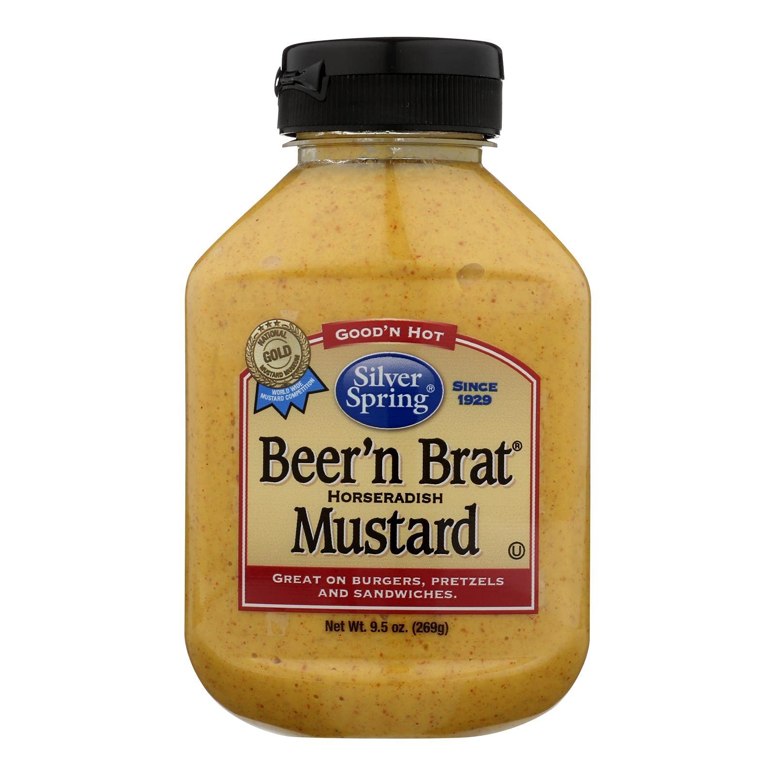 Silver Spring Mustard Beer n Brat, 9.5 Ounce Squeeze Bottles, Pack of 9, Model 041543150197