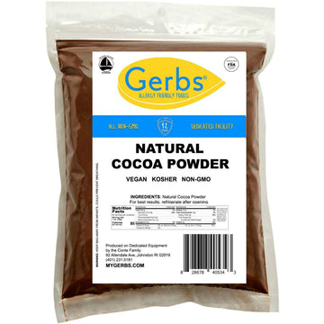 GERBS Natural Cocoa Powder, 4 Pound Resealable Bag, 10-12% Cocoa Butter Fat, Gluten & Peanut Free, Vegan, Keto, Kosher