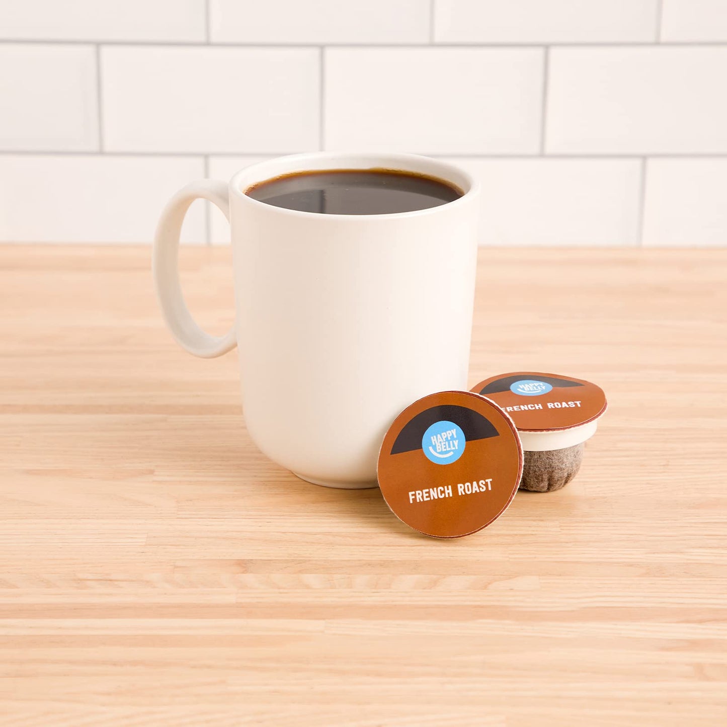 Happy Belly French Roast Compostable Coffee Pods, Dark Roast, Compatible with K-Cup Brewer, 96 Count