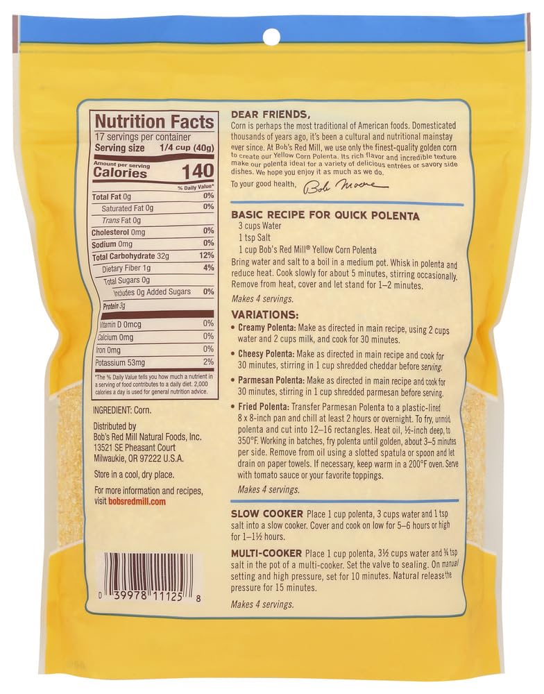Bobs Red Mill Polenta Grits, Golden Corn, 24 Ounce (Pack of 2)