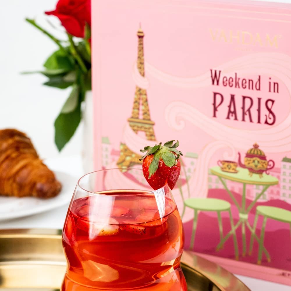 Vahdam, Weekend In Paris Tea Gift Set - 9 Assorted Teas | Travel Edition Gift Box | Natural Ingredients Luxury Tea Set | Gluten