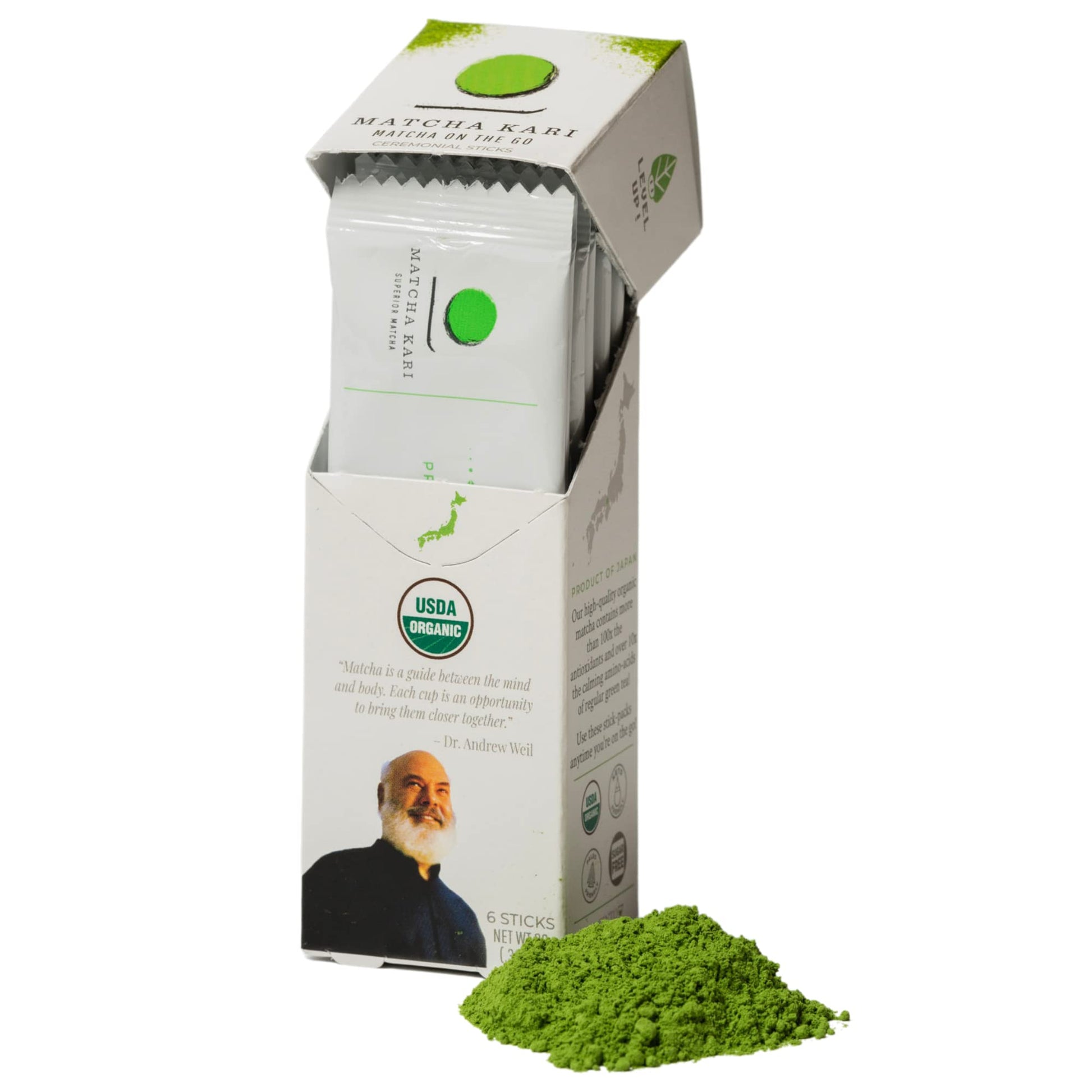 Matcha Kari Ceremonial Organic Matcha Green Tea Single Serving Sticks - 6 Count Pack