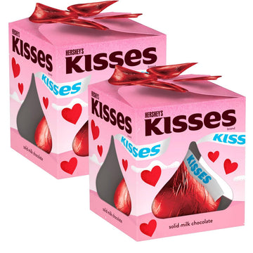 Hershey Giant Red Kisses Milk Chocolate Valentine's Gift Box - 2 Pack Extra Large Solid Chocolate Candy Treat For Parites, Valen