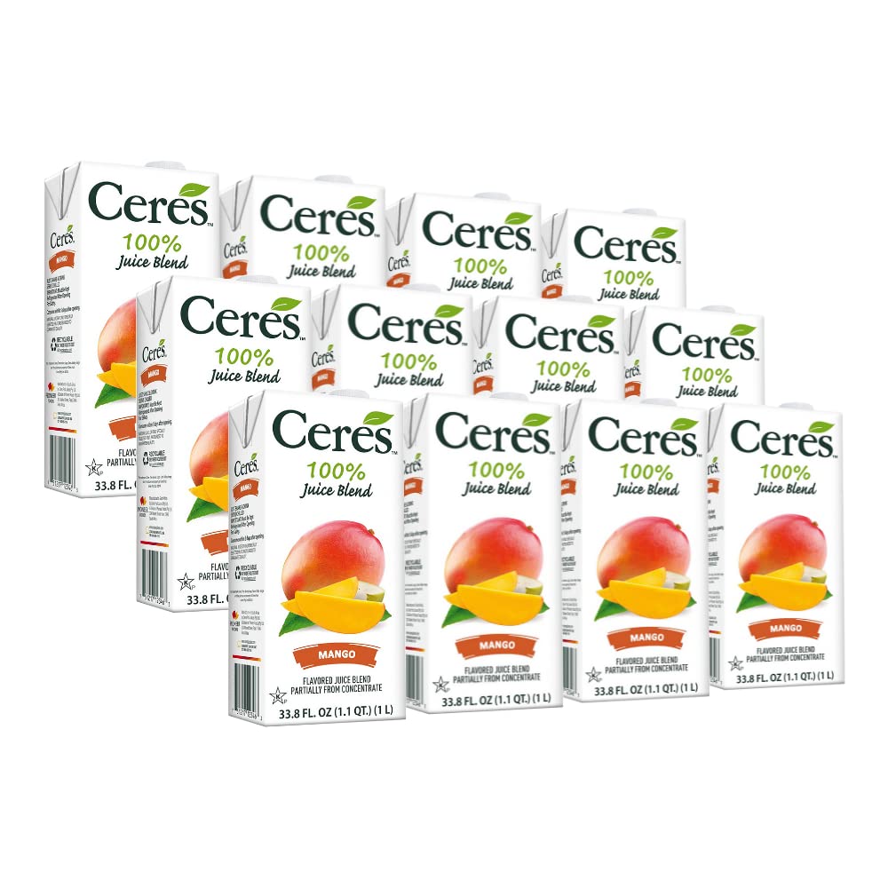 Ceres 100% All Natural Pure Fruit Juice Blend, Mango - Gluten Free, Rich in Vitamin C, No Added Sugar or Preservatives, Choleste