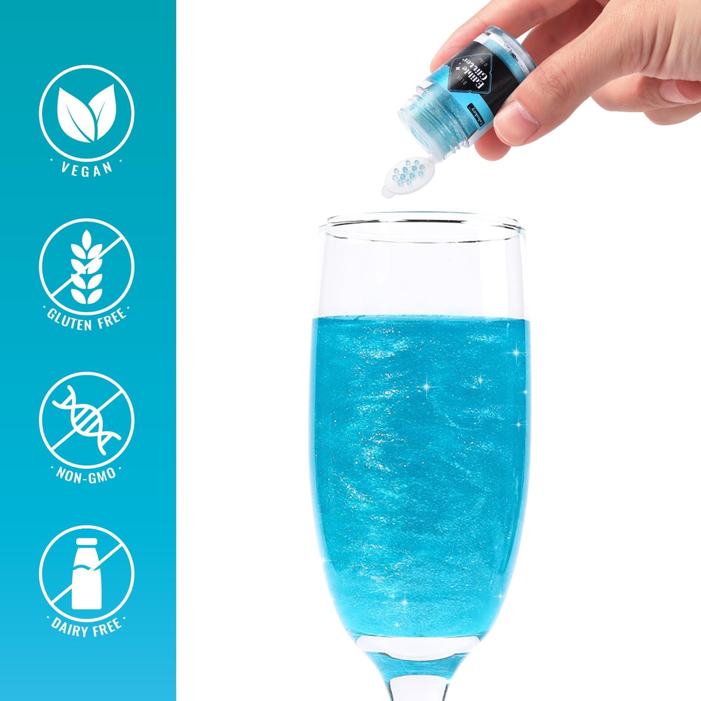 Cobakey Edible Glitter for Cocktails, 4g Blue Atoll Luster Dust for Baking and Cake Decorating