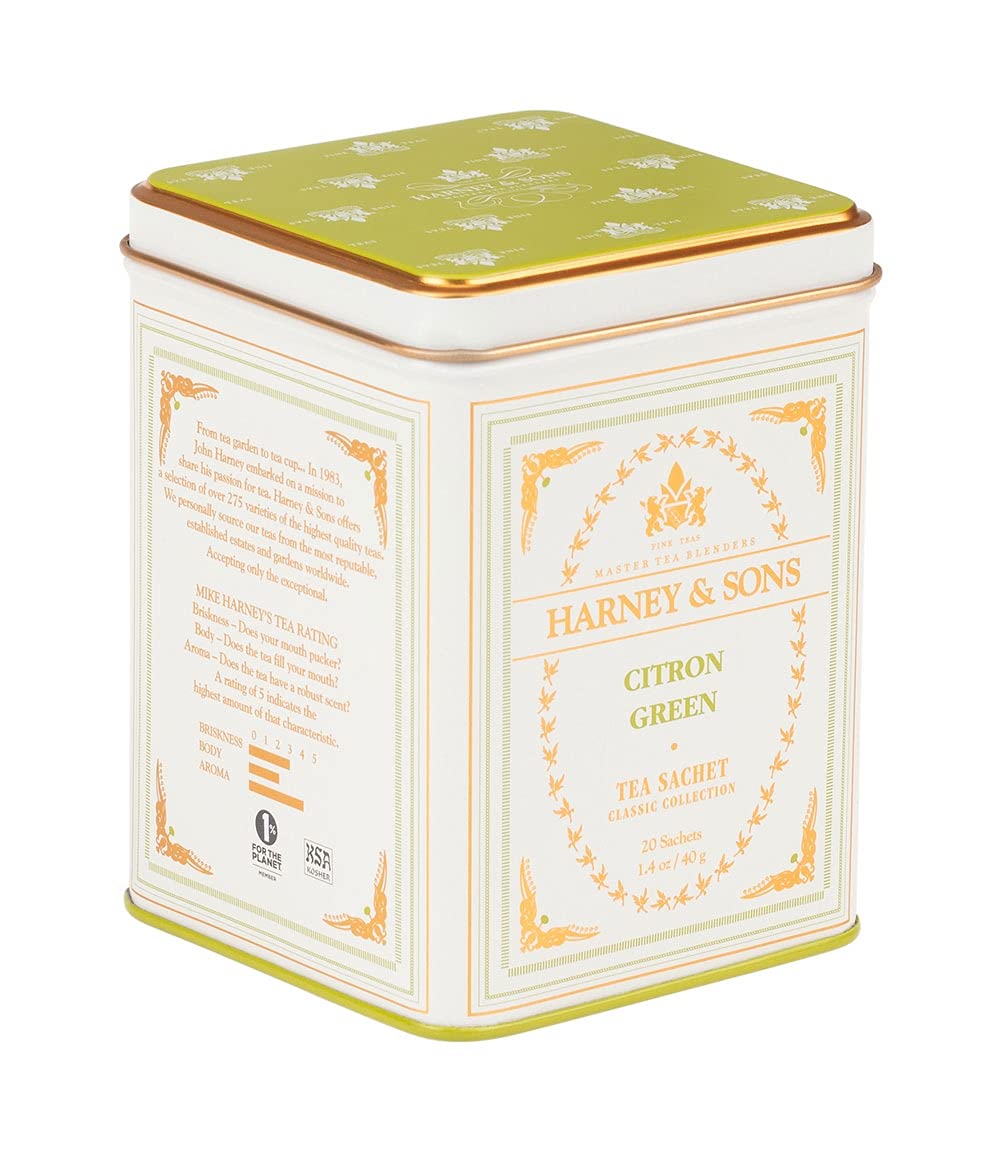 Harney & Sons Citron Green Tea, White, 20 Count (Pack Of 1)