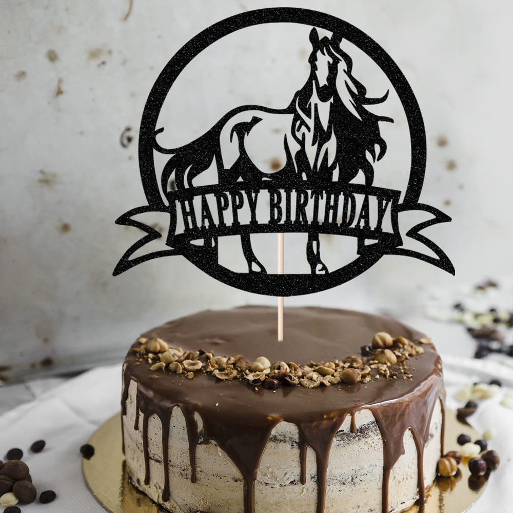 Bejotaa Horse Birthday Cake Topper, Paper Decoration for Kids and Men, Horse Racing Theme