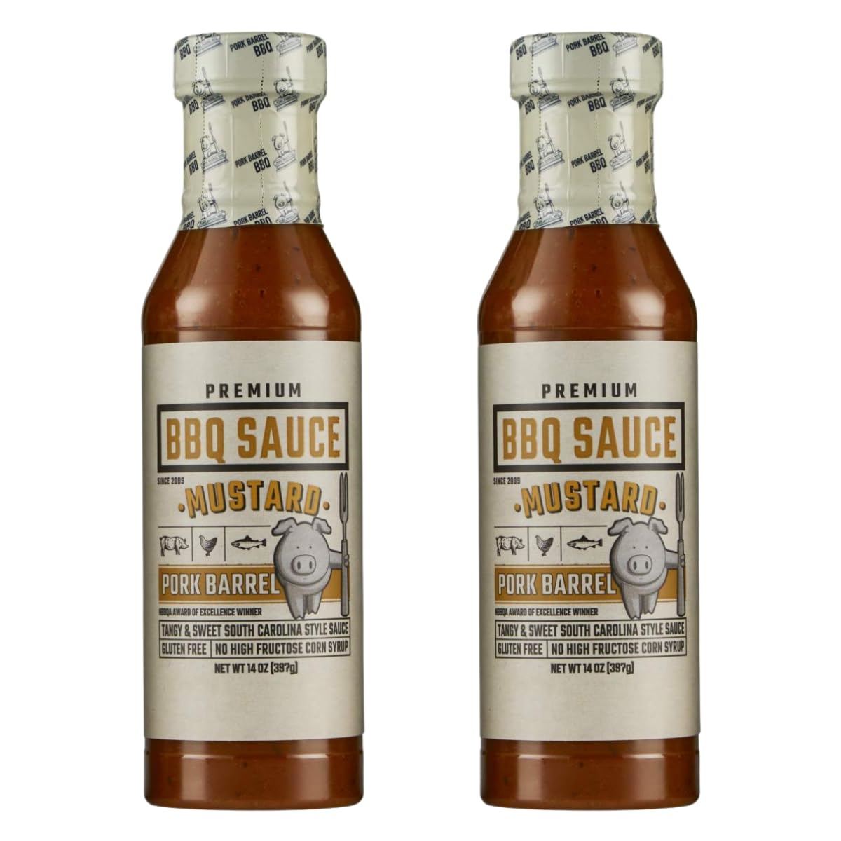 Pork Barrel Mustard BBQ Competition Sauce, Tangy & Sweet South Carolina Style Sauce | Small Batch, No High Fructose Corn Syrup, 