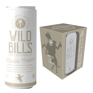 Wild Bills Vanilla Cream Soda, Caffeine Free, Gluten Free, 4 Pack, 12 Oz