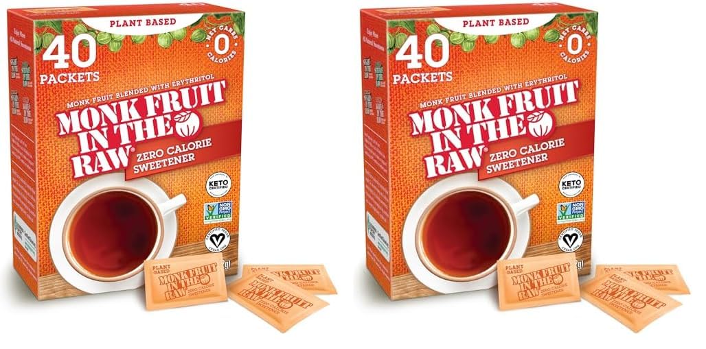 MONK FRUIT IN THE RAW, Natural Monk Fruit Sweetener w/Erythritol, Sugar-Free, Keto, Gluten Free, Zero Calorie, Low Carb, Vegan S