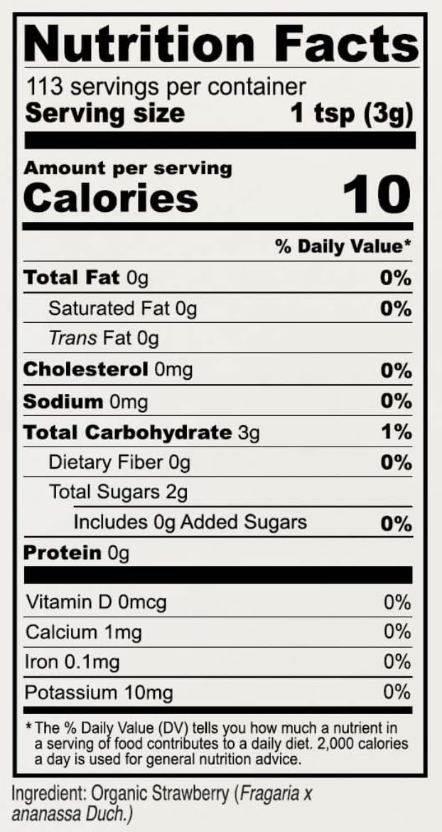 Anthony's Organic Strawberry Powder, 12 oz - Freeze Dried, Gluten Free, No Sugar Added, Non-GMO Superfood
