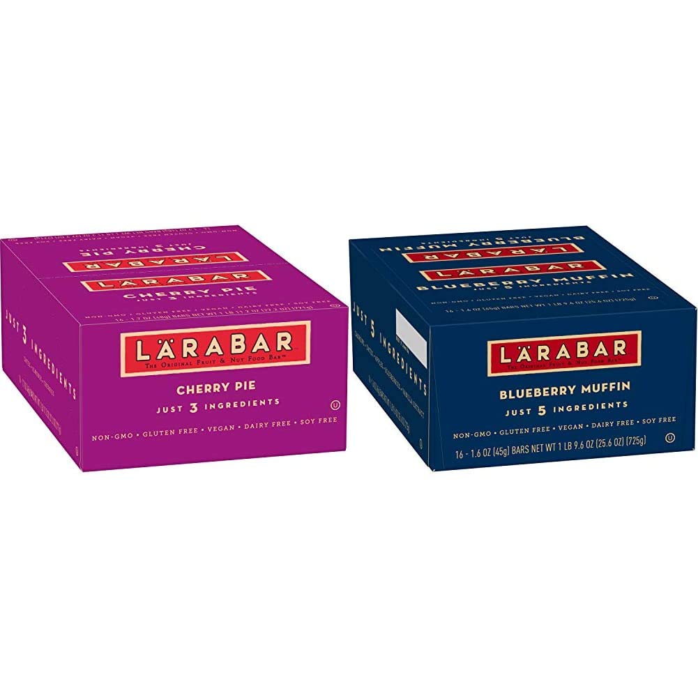 Larabar Cherry Pie (16 Ct) and Larabar Blueberry Muffin (16 Ct) Gluten Free Vegan Fruit & Nut Bars
