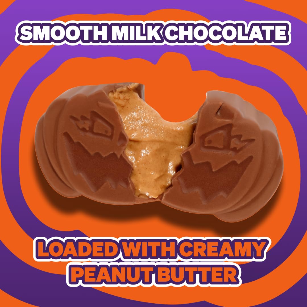 Feastables Mrbeast Peanut Butter Jack-O-Lantern, Milk Chocolate & Creamy Peanut Butter Filling, Cups For Mature-Themeds & Kids, Chocolate Candy For Halloween Snacks, Made With Fairtrade Cocoa, 30 Count