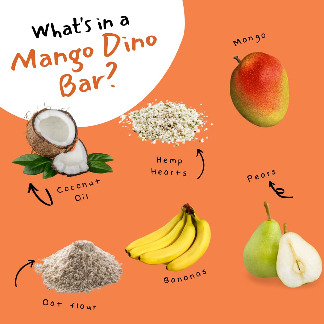 Dino Bars - Organic Fruit Bar For Kids 1+ | Fruit, Oats, Hemp Hearts, Coconut Oil And Edible Paper (Variety, 18 Pack)