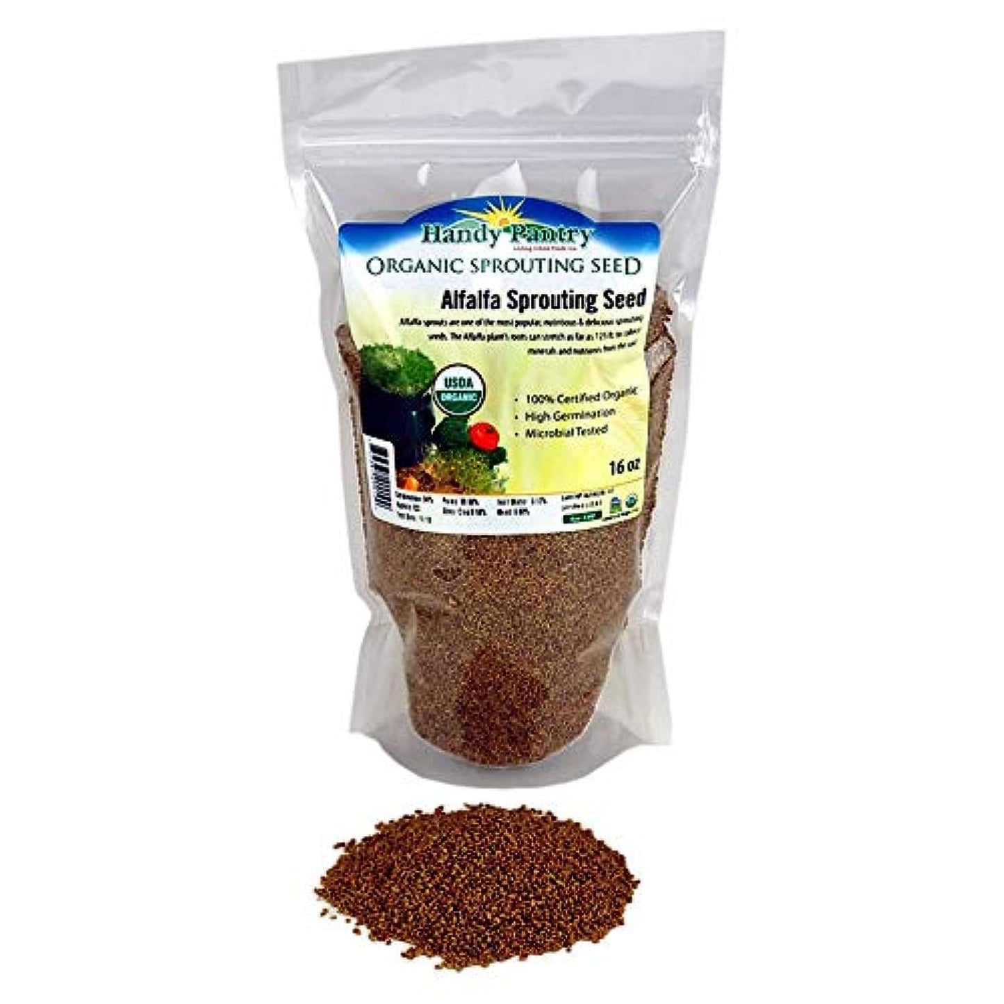 Handy Pantry Organic Alfalfa Seeds For Sprouting 1 Lb - Seed For Alfalfa Sprouts, Alfalfa Seeds Microgreens Sprouting Seeds And Sprout Seeds