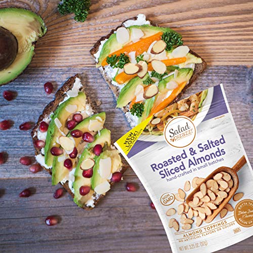 Salad Pizazz Almond Toppings  Oven Roasted Sea Salt  Snack Mix and Salad Topping  Non-GMO  All-Natural  Resealable Bag  3.25 Oz