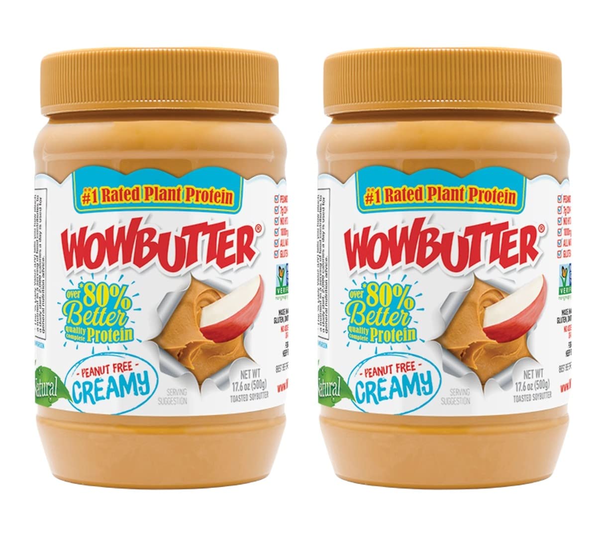 Wowbutter Natural Peanut Free Creamy 1.1Lb Jars, 1 Count, (Pack Of 2)