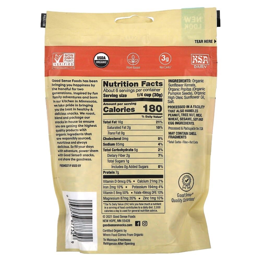 Generic Good Sense Organic Sunflower Kernels & Pumpkin Seed Mix - Salted & Roasted - 6 Oz