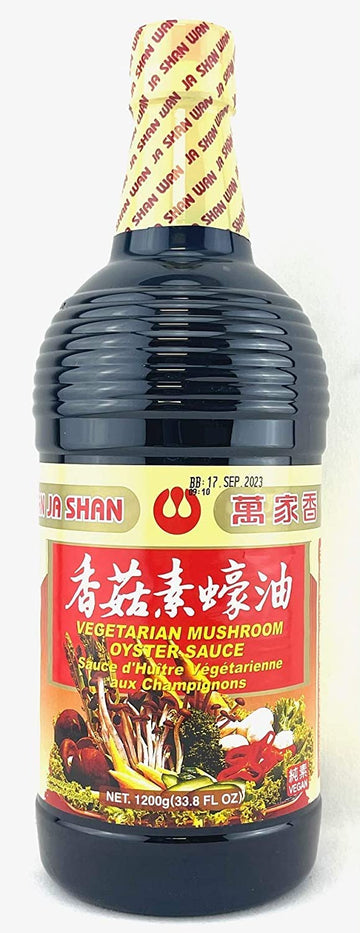 Wan Ja Shan Vegetarian Mushroom Oyster Sauce, 33.8 Fl. Oz. Vegan. Non-Gmo. No Msg Added. 100% Naturally Brewed. No Chemical Soy