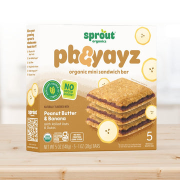 Sprout Organics, Pb & Yayz Toddler Snack Bars, Peanut Butter & Banana, 5 Individual Bars 1.02 Oz Each (6-Boxes)