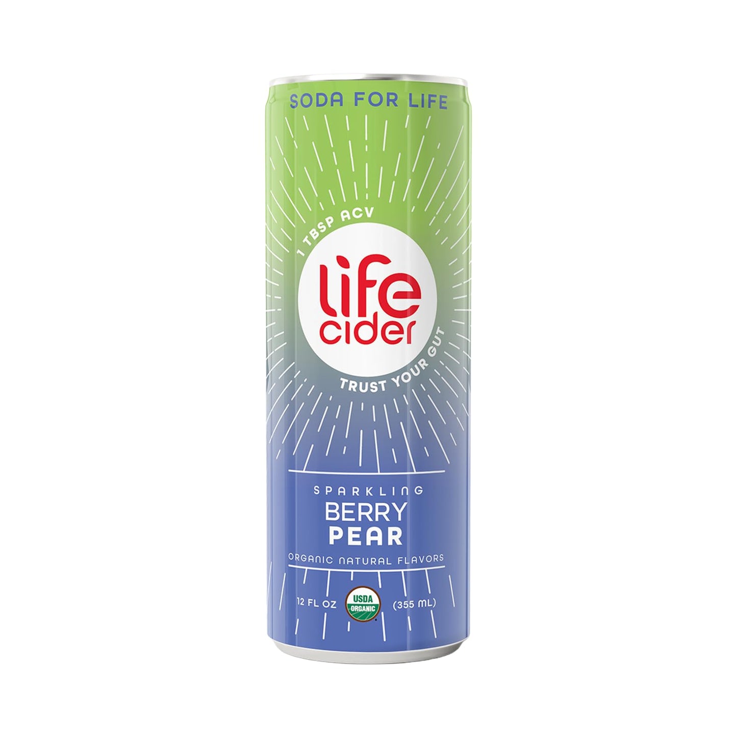 Life Fruit Beverage Berry Pear Apple Fruit Beverage Vinegar Soda  12 Pack  Organic Sparkling Avc Drink  Natural Flavors  Promotes Gut Health  Vitamins C  B12  Zinc  D3