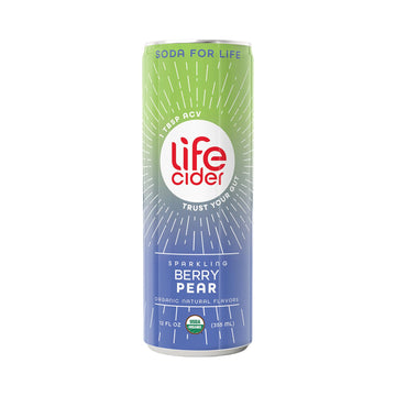 Life Fruit Beverage Berry Pear Apple Fruit Beverage Vinegar Soda  12 Pack  Organic Sparkling Avc Drink  Natural Flavors  Promotes Gut Health  Vitamins C  B12  Zinc  D3